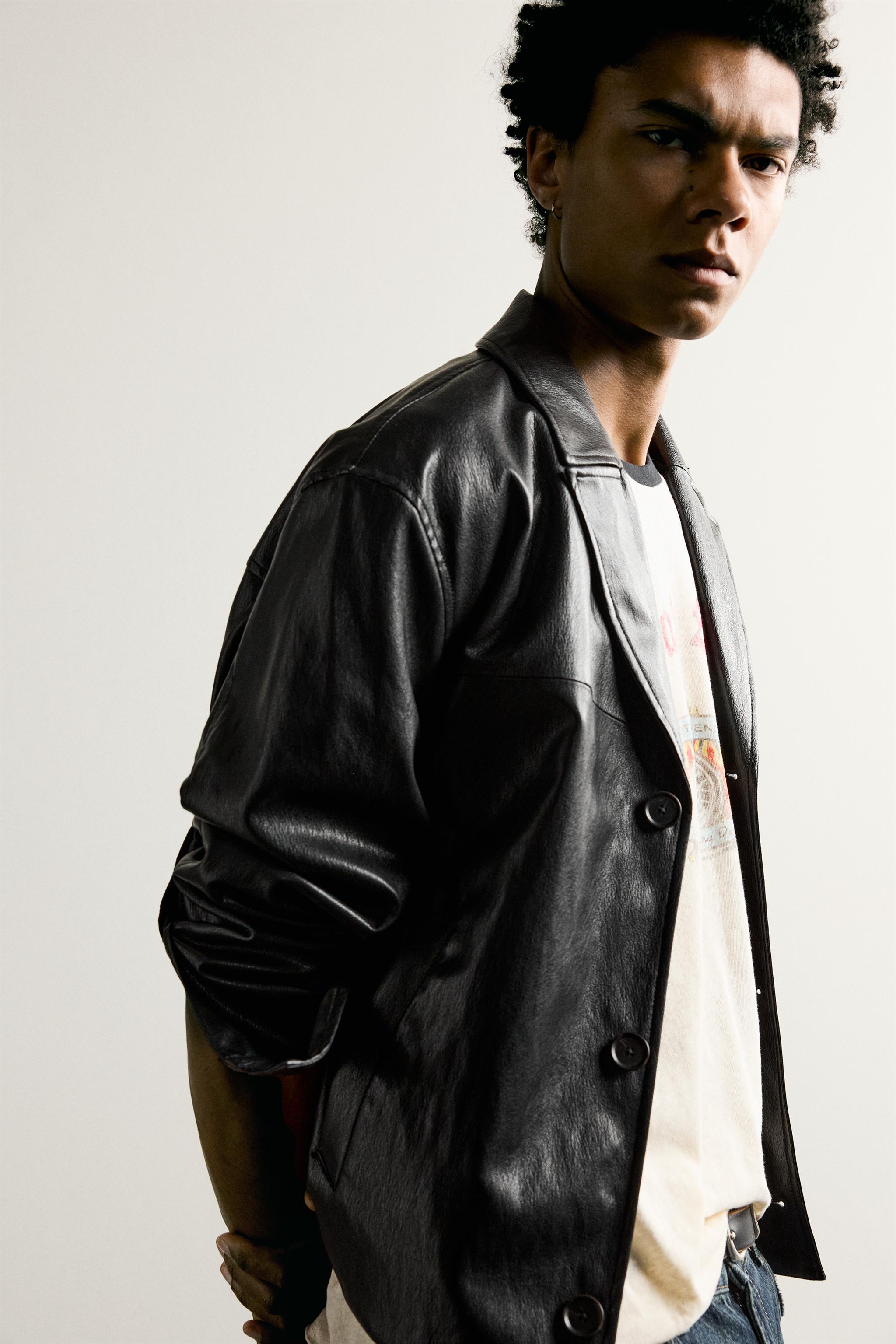 CROPPED FAUX LEATHER JACKET
